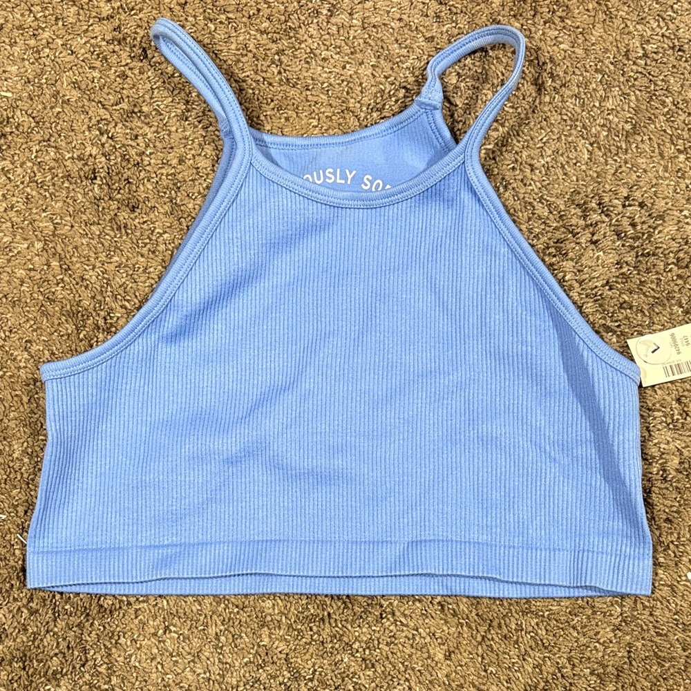 NWT Aeropostale Blue Seriously Soft Seamless Tank Top size L